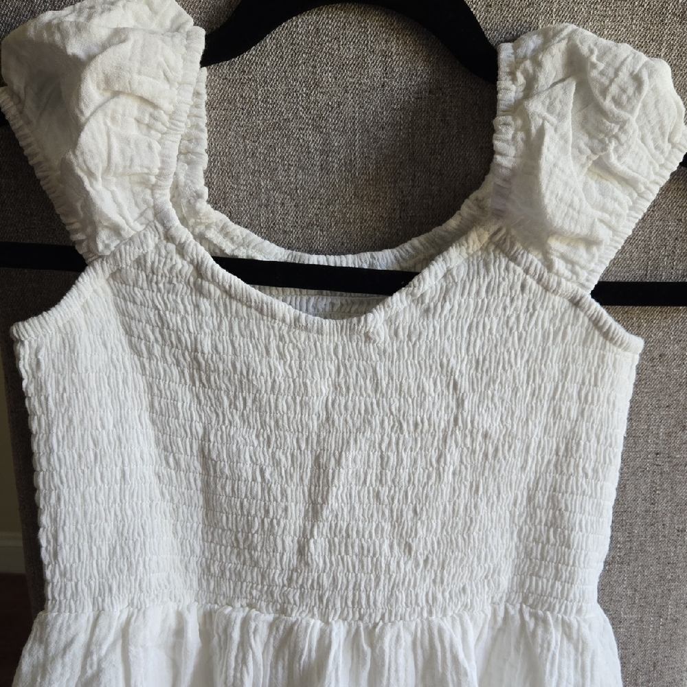 White Ruffled Kids Dress - Picture 2 of 3